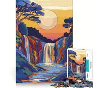 Cascada de Colores al Atardecer Rompecabezas de 1000 Piezas para Adolescentes Juego Divertido y de Encaje Huecos Actividad Nocturna para Toda la Familia (38x52cm)