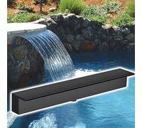 Cascada de Estanque de Acero Inoxidable de 52" Resistente a la corrosión, Elemento acuático Comercial Empotrado para Parques y hoteles al Aire Libre, Acabado Negro Duradero.