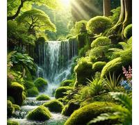 Cascada de la Selva Verde Puzzle de 70 Piezas,16x16 cm Rompecabezas DIY,Entretenimiento Creativo,Rompecabezas para Adultos,Juego de Habilidad para Toda la Familia