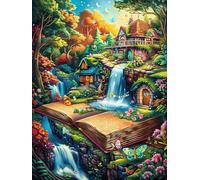 Cascada de Libro mágico Puzzle 1000 Piezas Cartón Grueso para Adultos Cuentos de Hadas de Animales Salvajes fantásticos Diversión Grupal Entrenamiento Cerebral Regalo Navideño Regalo I