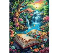 Cascada de Libro mágico Rompecabezas 500 Piezas Cartón para Toda La Familia Animales y Plantas fantásticos Ocio Tranquilo En Casa Alivio Ansiedad Decoración Artística Detalle Regalo 500 PCS