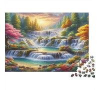 Cascada de Varios Niveles Paisaje Puzzle de 1000 Piezas Puzzle para Adultos Juego Papel Naturaleza Relajación Decoración Regalo 52x38cm/1000pcs