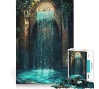 Cascada en Arco de Piedra Rompecabezas de 1000 Piezas para Adolescentes Juego de concentración Mental Corte de precisión Bordes Lisos Juego para Rellenar Calcetines navideños (38x52cm)