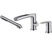 Cascada en cascada de 3 pasos Cubierta de grifo de la bañera de la bañera de latón con ducha de mano Manejo de un solo mango Mezclador de lavabo de baño Moderno Finish LWX
