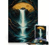 Cascada en círculo Dorado Rompecabezas de 1000 Piezas Piensa Entrenamiento Entretenimiento Casual Bordes definidos Sorpresa de cumpleaños (38x26cm)