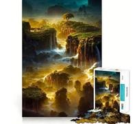 Cascada en el Bosque Naturaleza Rompecabezas de 1000 Piezas para Adolescentes Juego Divertido y de Recuerdo Encaja Perfectamente sin Huecos Actividad Nocturna para Toda la Familia (38x52cm)