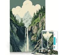 Cascada en el Bosque Naturaleza Rompecabezas de 1000 Piezas para Adultos Rompecabezas de lógica Corte de precisión Bordes Suaves reuniones Familiares (50x75cm)