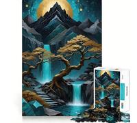 Cascada en el Bosque Naturaleza Rompecabezas para Adultos 1000 Piezas Desarrollo de Habilidades Diversión Corte de Alta precisión Fácil de Aprender Disfrute en Familia (38x26cm)