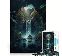 Cascada en el Bosque Naturaleza Rompecabezas para Adultos 1000 Piezas Desarrollo de Habilidades Diversión Corte de Alta precisión Fácil de Aprender Disfrute en Familia (50x75cm)