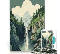 Cascada en el Bosque Naturaleza Rompecabezas para Adultos 1000 Piezas Desarrollo de Habilidades Diversión Corte de Alta precisión Fácil de Aprender Disfrute en Familia (38x52cm)