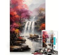 Cascada en el Bosque otoñal Rompecabezas de 1000 Piezas para Adultos Juguete Que desafía la Mente Corte preciso alineación Actividad Nocturna Divertida para Toda la Familia (38x26cm)