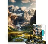 Cascada en el Bosque Rompecabezas de 1000 Piezas Divertido para ejercitar la Memoria con Bordes Lisos y Encaje Forma entretenida de llenar Las Horas Libres (38x52cm)