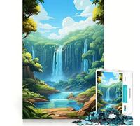 Cascada en el Bosque Rompecabezas de 1000 Piezas para Adolescentes Juego Divertido y de Encaje Huecos Actividad Nocturna para Toda la Familia (50x75cm)