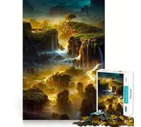 Cascada en el Bosque Rompecabezas de 1000 Piezas para Adolescentes Juego para estimular la Mente Montaje Firme y Seguro Actividad Nocturna Divertida para Toda la Familia (50x75cm)
