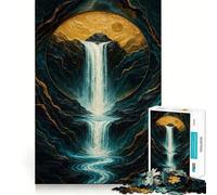 Cascada en el Círculo Dorado Rompecabezas para Adultos 1000 Piezas Juego de Memoria Cerebral Corte Fino Acabado Premium Forma entretenida de Pasar Las Horas Libres (38x52cm)
