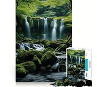Cascada en la Naturaleza del Bosque Rompecabezas de 1000 Piezas para Adultos Juego Mental Divertido Tecnología Avanzada de Corte láser Un desafío entretenido para Pasar el Tiempo (50x75cm)