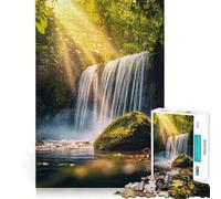 Cascada en un Bosque exuberante Rompecabezas de 1000 Piezas para Adultos Juguete Que desafía la Mente Corte preciso Alineación Actividad Divertida para Toda la Familia (50x75cm)