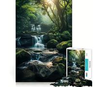 Cascada en un Entorno Natural Verde Rompecabezas de 1000 Piezas para Adolescentes Entrenamiento de Memoria Diversión conexión Limpia y sin Fisuras Actividad Relajante para Grupos en Interiores