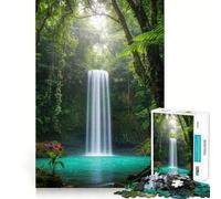 Cascada en un frondoso Bosque Verde Rompecabezas de 1000 Piezas para Adolescentes Actividad Divertida para estimular la Mente de Alta precisión para Recortar y Relajarse (38x26cm)