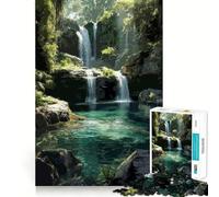 Cascada en un paraíso Tropical Rompecabezas para Adolescentes 1000 Piezas Estimula la Mente Diversión Corte Limpio Componentes Resistentes Actividad para Compartir en Familia (38x26cm)