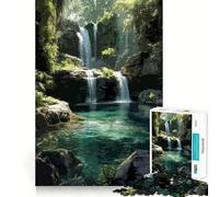 Cascada en un paraíso Tropical Rompecabezas para Adultos de 1000 Piezas Diversión para ejercitar la Mente Piezas sin Rebabas y de Corte Limpio Actividad para Compartir en Familia (38x52cm)