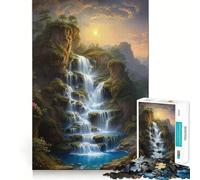 Cascada en un Valle de montaña Rompecabezas de 1000 Piezas para Adolescentes Juego Que estimula el Cerebro Encaje Huecos Actividad Relajante para Grupos en Interiores (38x52cm)