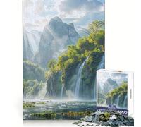 Cascada en un Valle exuberante Rompecabezas de 1000 Piezas para Adolescentes Ejercicio cognitivo Relajante Ideal para el Tiempo Libre Regalo de Invierno (38x26cm)
