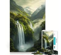 Cascada en un Valle exuberante Rompecabezas para Adultos de 1000 Piezas Diversión para Entrenar la Mente Piezas sin Rebabas y de Corte Limpio Actividad para Compartir en Familia (50x75cm)
