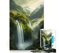 Cascada en un Valle exuberante Rompecabezas para Adultos de 1000 Piezas Juego Mental Regalo Ideal Troquelado de Alta precisión Actividad Relajante para Grupos en Interiores (38x52cm)