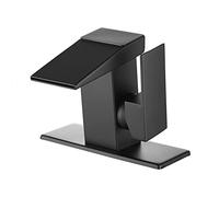 Cascada Grifo De Baño Grifo De Lavabo Estilo De Moderno Latón Monomando Mezclador Baño Agua Fria Y Caliente Disponible, Grifo De Cuenca, Con Pantalla LED, Negro