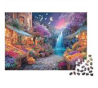 Cascada Mercado de Flores Puzzle de 1000 Piezas Papel para Adultos Escena Nocturna Puzzle para Toda la Familia Relajación 70x50cm/1000pcs