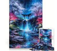 Cascada mística con Puerta Torii, Rompecabezas de 1000 Piezas para Adultos, lógica Clara, Juguete Relajante, diversión, Corte Perfecto, Regalo Elegante (38x26cm)