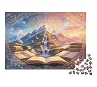 Cascada Montaña Fantasía Puzzle de 1000 Piezas Papel para Adultos Escena Libro Mágico Puzzle para Toda la Familia Relajación Decoración Hogar Regalo 38x26cm/1000pcs