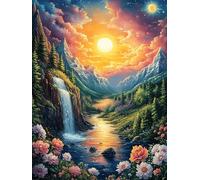 Cascada montañosa al Atardecer Puzzle 1000 Piezas 3D Creativo Detallado Cuento de Hadas mágico de Animales Rompecabezas para Hombres Y Mujeres Decoración Hogar Moderno Construir Maquetas 1000 PCS