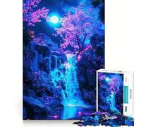 Cascada Nocturna con Flores de Cerezo Rompecabezas difícil para Adultos 1000 Piezas Memory Lift Fácil de armar Ocio Imagen Regalo artístico (38x52cm)