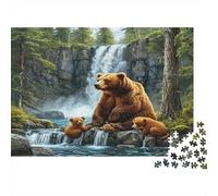Cascada PalabraClave1 Puzzle de Osos de 1000 Piezas Papel para Adultos Bosque PalabraClave2 Rompecabezas Oso Decoración Hogar Regalo Educativo 70x50cm/1000pcs