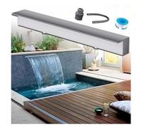 cascada piscina Aliviadero de cascada para patio trasero, exterior, 60 90 100 120 150 y 180 cm de ancho, acero inoxidable, caja de cascada para estanque, salida de agua, empotrada en la pared, para vi