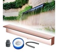 Cascada Piscina Cuchilla de Cascada para Estanque más Ancha Acero Inoxidable Personalizable Fuente Piscina Montaje en Pared Piscina Elemento Acuático(Pink,96.5in L)