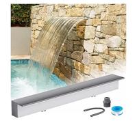 cascada piscina Rebosadero de cascada personalizado para piscinas jardín estanques Decoración moderna de fuentes acuáticas Kit de aliviadero para fuente Empotrado en la pared De una sola pieza(Silver,