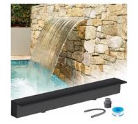 cascada piscina Rebosadero de cascada personalizado para piscinas jardín estanques Decoración moderna de fuentes acuáticas Kit de aliviadero para fuente Empotrado en la pared De una sola pieza(Black,O
