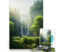 Cascada Serena en un Bosque exuberante Rompecabezas de 1000 Piezas para Adolescentes Juguete Mental Momento de Paz Corte Premium Regalo artístico (50x75cm)