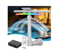 Cascada Solar para Piscina LED 9 Colores | Aspersor Fuente 2 en 1 Doble Cabeza Ajustable, Enfría 5-11℃, Mando a Distancia y Sensor de Luz, para Piscinas Elevadas/Enterradas, Decoración y Fiestas