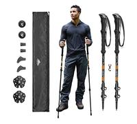 Cascade Mountain Tech Bastones de Senderismo - Bastones de Senderismo de Aluminio con cerraduras Ajustables ampliables a 54 Pulgadas (Juego de 2), Naranja