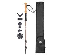 Cascade Mountain Tech Bastones de Trekking - Bastón monopié de Fibra de Carbono para Caminar o Senderismo con Soporte de Accesorios y Cierres rápidos Ajustables (un Solo Polo), Color marrón