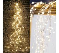 Cascading Twinkle Lights For Christmas Tree, Cascading Twinkle Lights, Cascading Tree Twinkle Fairy Lights Warm White Silver Wire, Cascading Twinkle Lights For Tree (Warm White,10 strips 100 lights)