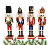 Cascanueces de Navidad 4 Piezas de Figuras Coleccionables Navideñas | Figuritas Cascanueces Decorativas Para Cocina Estilo Granja Oficina Dormitorio Exterior Jardín y Patio Modelo B