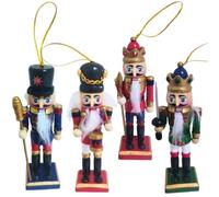Cascanueces Navideños, Pack de 4 - Decoración y Adornos para Árbol de Navidad - Decoração de Natal (Rojo)