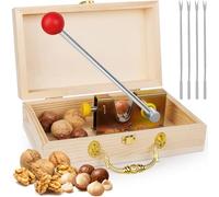 Cascanueces para Todas Las Galletas de Nueces Cascanueces Nueces de Nogal Tamaño Ajustable, con Caja de Regalo de Madera y Función de Palanca, para Avellanas, Nueces de Brasil, Almendras, Nueces