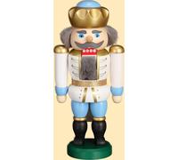 Cascanueces Rey Blanco-Azul HxBxT = 20x10x6cm NUEVO Navidad Seiffen NUTCRACKER