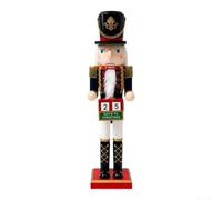 Cascanueces Rey para madera Pintada 38cm Calendario Cascanueces(Black) | Detalles pintados a mano, de rey festivo, cuenta atrás navidad, para madera , 38cm alto